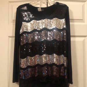Monamie - Small - BlackTop with Black and Silver Sequins